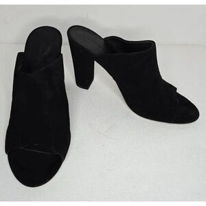 $295 Vince Heath Black Suede Cross Strap Mules Sandals Size 8